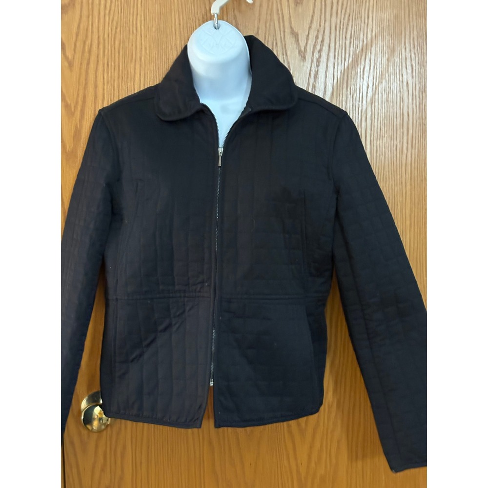 Marisa Christina Womens Black Quilted Zip Up Jacket Small Lightweight Padded